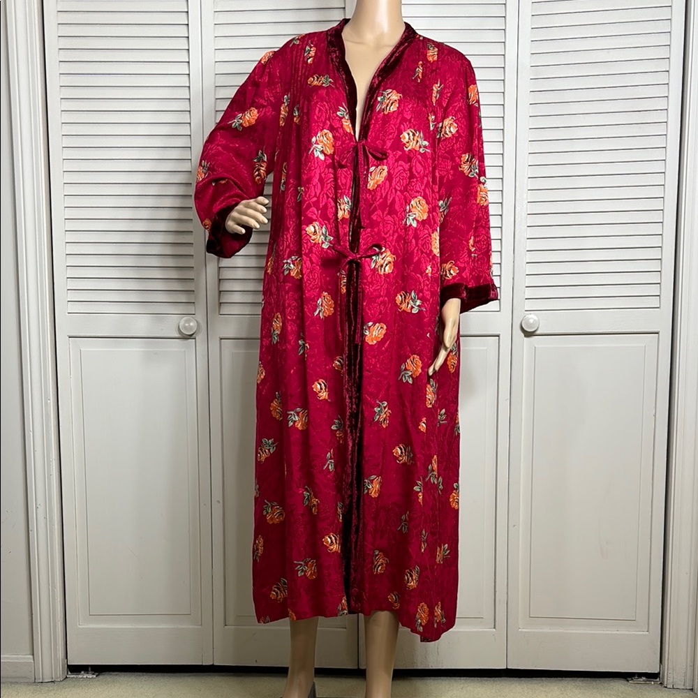 April Cornell Red and Orange Floral Robe